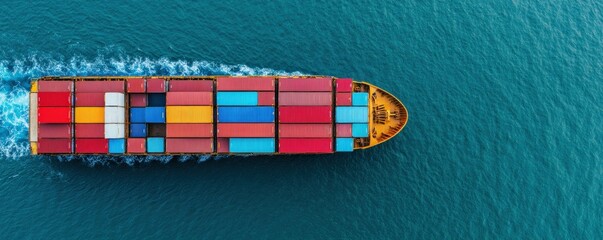 Clean energy cargo ship transporting biodiesel across ocean waters aerial view maritime industry concept