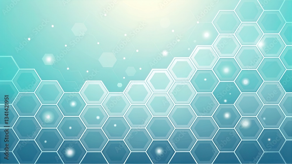 Leinwandbilder abstract hexagonal pattern with light blue and white accents, creating a modern design.