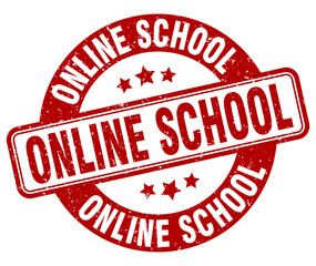 online school stamp. online school label. round grunge sign