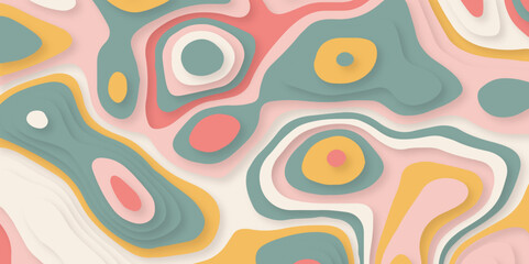 Papercut multi layers 3D color texture vector background. Abstract topography concept design or flowing liquid illustration for website template. Smooth origami art shape paper cut