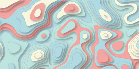 Fototapeta premium Papercut multi layers texture vector background. Abstract topography concept design or flowing liquid illustration for website template. Smooth origami art shape paper cut