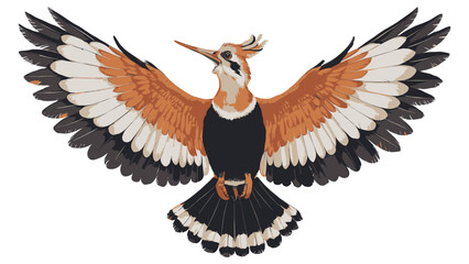 Obraz premium Illustration of a Colorful Hoopoe Bird in Mid-Flight on a White Background
