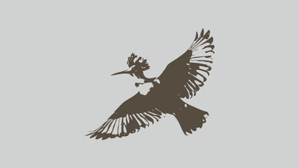 Fototapeta premium Illustration of a Colorful Hoopoe Bird in Mid-Flight on a White Background