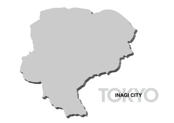 東京都稲城市の3D地図