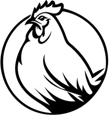 silhouette of chicken logo with white background