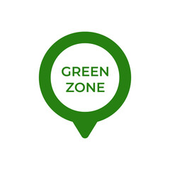 A green location icon with the text green zone in the center, indicating designated areas.