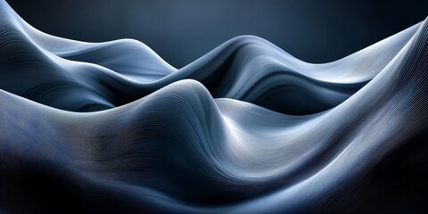Obraz premium Abstract Waves of Light and Shadow in Blue Tones of Modern Art