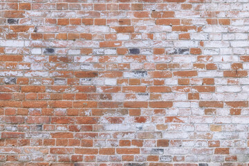 Close-up texture of the old red brick wall. Abstract close-up brick wall background.