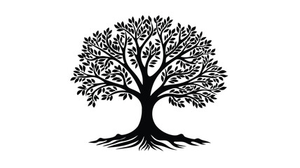 Obraz premium Elegant Black Tree Silhouette Vector Illustration