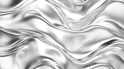 光沢のある銀箔、波状の金属の抽象的なテクスチャ背景