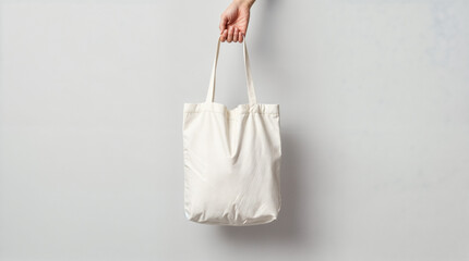 A white bag is being held by a person