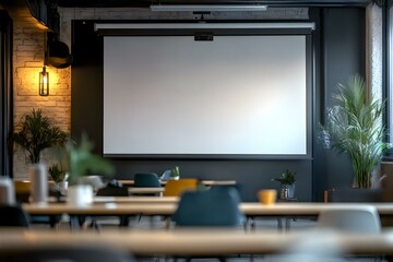 Office Space with Projector Mockup