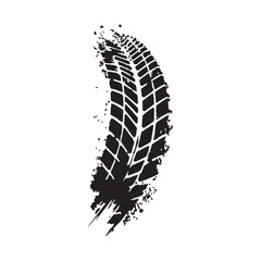 Black car tire tracks vector. Dirty tyre tracks stock flat design 