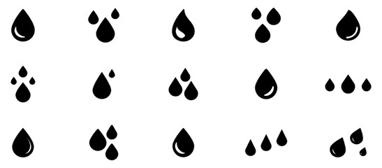 Water drop icon set. Water drop icon. Raindrop vector illustration. Wet symbol. Oil sign. Vector Illustration. EPS 10