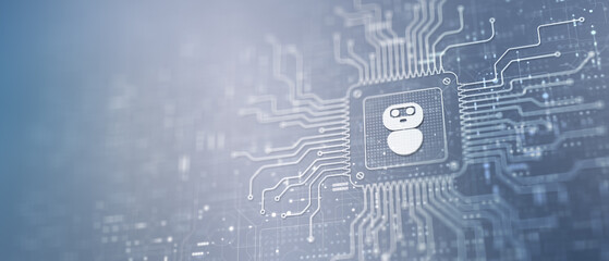 Chat Bot Automating Customer Support Illustrated on a Processor.