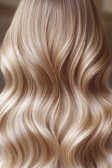Fototapeta premium Beautiful long wavy blonde hair styled elegantly with soft curls and a natural sheen