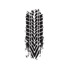 Black car tire tracks vector. Dirty tyre tracks stock flat design 