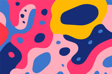 An abstract illustration featuring vibrant, organic shapes in a playful color palette.