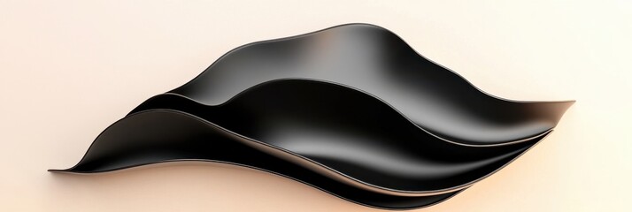 Obraz premium Abstract black curved shapes on a light background with flowing design