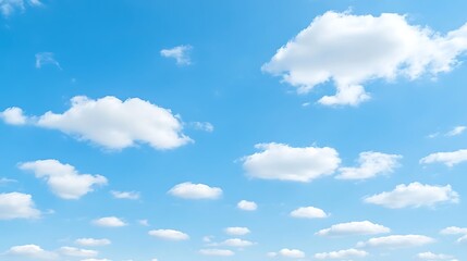 Fototapeta premium Blue sky with fluffy clouds on a sunny day