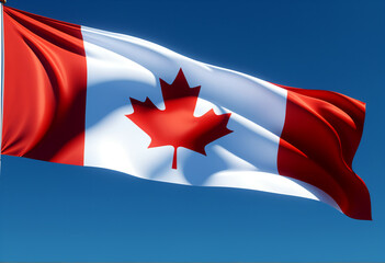 Canadian flag waving in wind