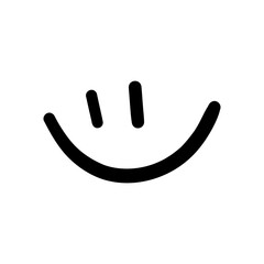 Hand-drawn smile line. Abstract random doodle icon.