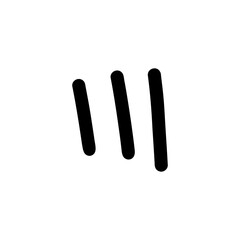 Hand-drawn three vertical lines. Abstract random doodle icon.
