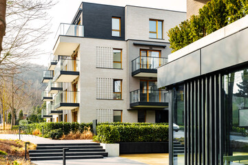 Beautiful modern residential building. House construction in Europe