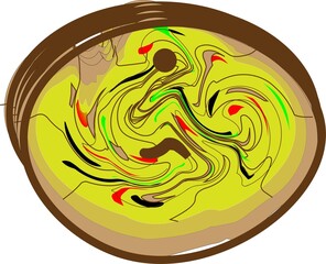 Outline illustration vector image of a pizza. Hand drawn artwork of a pizza slices.