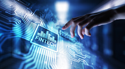 Fintech Financial technology Cryptocurrency investment and digital money. Business concept on virtual screen.