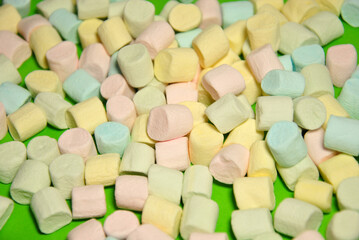 sweet colored marshmallow background. selective focus