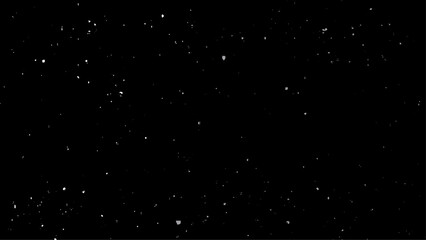 Snowstorm texture. Bokeh lights on black background, shot of flying snowflakes in the air.