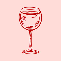 Hand-drawn vector illustration of a wine or cocktail glass in sketch style