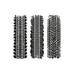 set collection black dirty tire tracks stock illustration flat design.