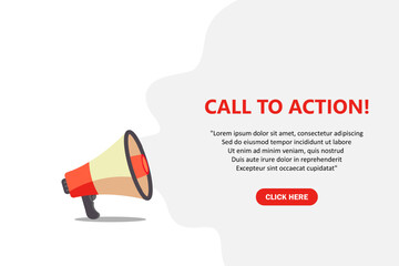 Call to action web banner template. Call to action speech bubble banner. Vector Illustration