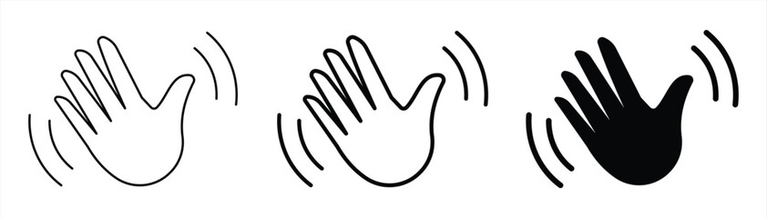 waving hand icon, goodbye and farewell icon vector illustration
