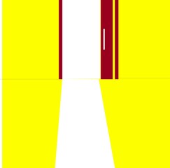 Bright light penetrating through gap in the wall, illuminating geometric