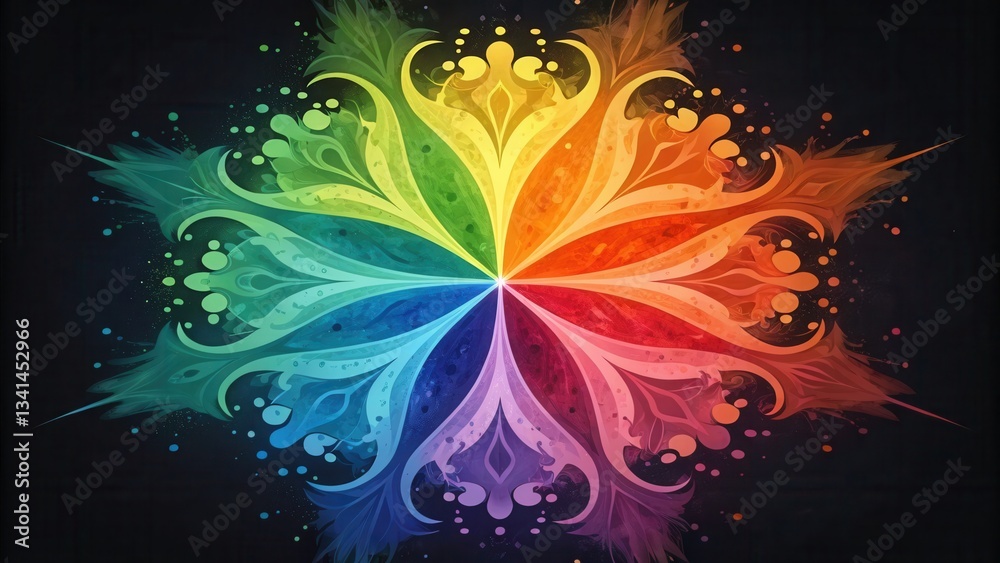 Leinwandbilder colorful abstract design featuring intricate patterns and vibrant hues radiating from a central poin