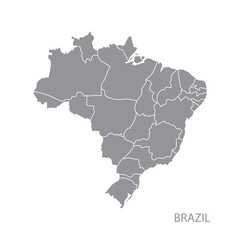 brazil map vector grey