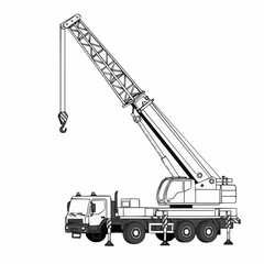 Detailed illustration of a crane's arm with a hook in a construction setting