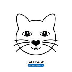 Fototapeta premium Black and white drawing of a cat face on a white background