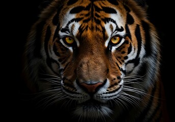 Fototapeta premium Close-up of a tiger's face, showcasing powerful eyes. Generative Ai