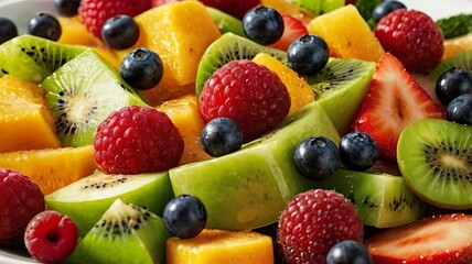 Obraz premium a bowl of fresh fruit salad with various variations