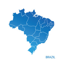 gradient blue Brazil map vector