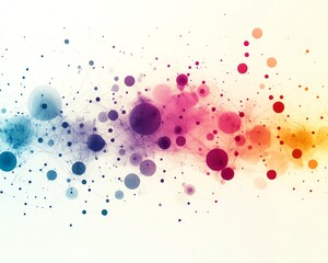 A colorful abstract design featuring a network of circles connected by lines, creating a visually appealing and intricate pattern of motion and connection