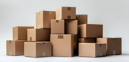 Stacked Cardboard Boxes for Packing and Shipping Needs in Modern Design