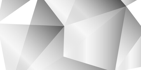Fototapeta premium Abstract Diamond Triangle Polygonal Clean White Background .A smooth gray abstract background with geometric patterns and light contrasts, low-poly banner. 3D design template 