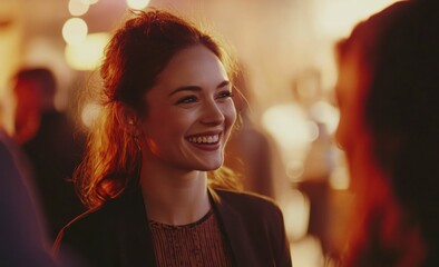Fototapeta premium confidence and charm of a young professional makes a lasting impression, effortlessly balancing the professionalism expected at a business event with a genuine, inviting warmth.