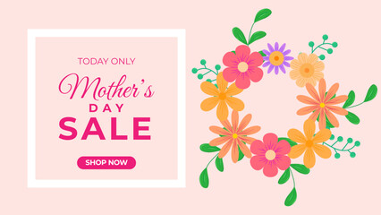 Happy Mother's Day special offer. For poster, card, banner, discount, special offer, cover, menu, advertising. Vector illustration EPS10 
