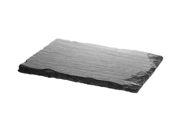 Black Slate Stone Slab with Rough Texture and Natural Edges Isolated on White